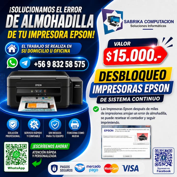 Desbloqueo Impresoras Epson en Punta Arenas - $15.000
