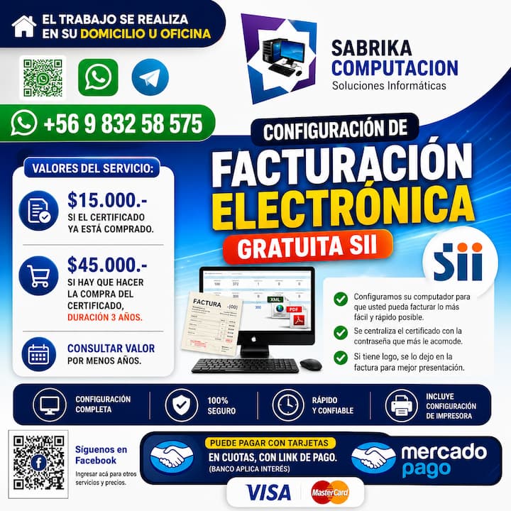 Configuración Factura Electrónica en Punta Arenas - $45.000